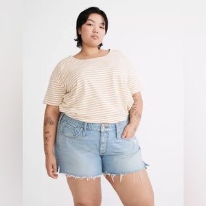 NEW Madewell Plus Relaxed Denim Shorts in Madera Wash Side-Slit Edition Size 24W